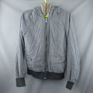 Volcom Girls Dreamstate Bomber Jacket Medium Gray with removable Hoodie